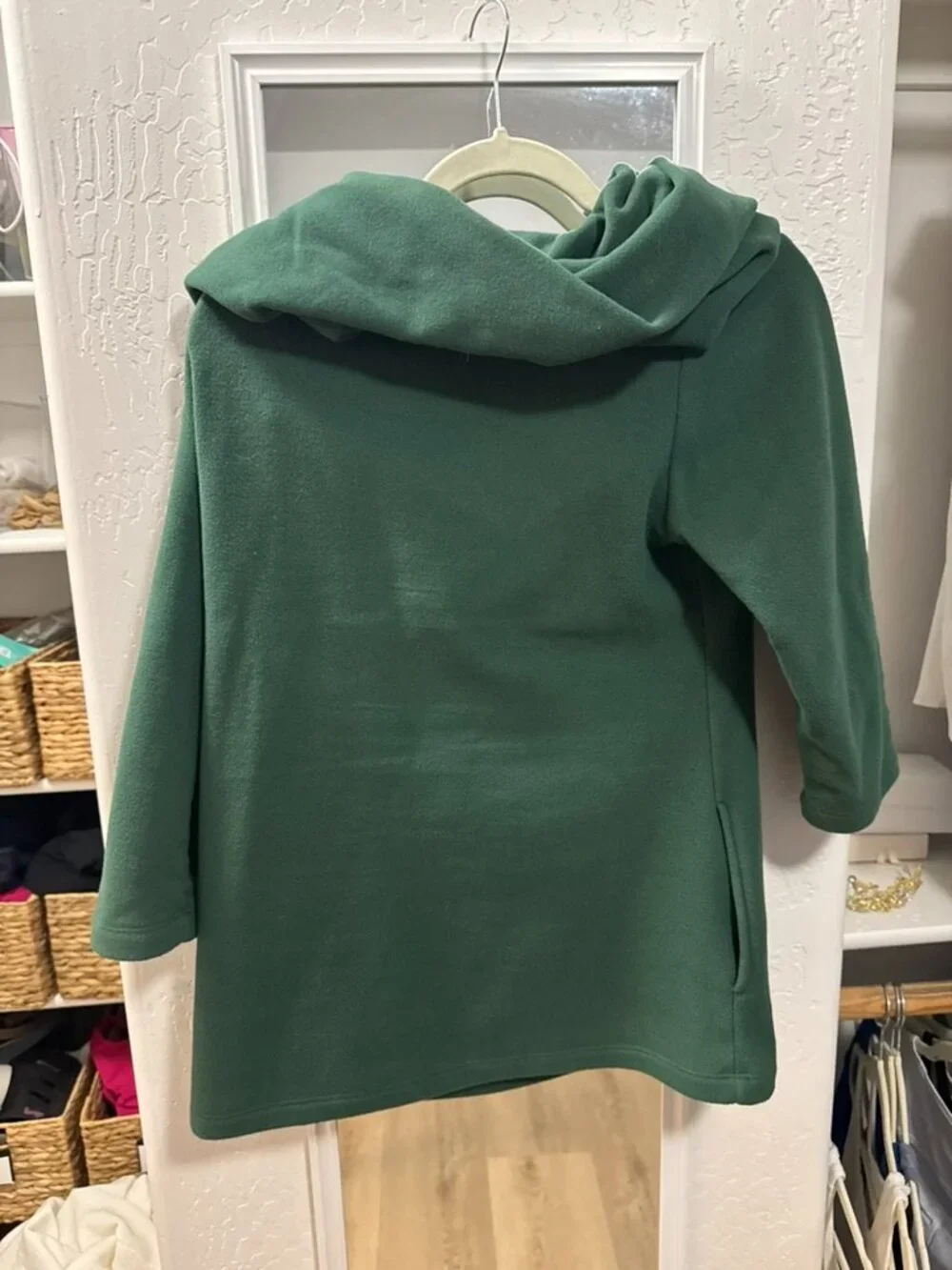 Dudley Stephens Green Fleece Cowl Neck Tunic Pullover Pockets Size M